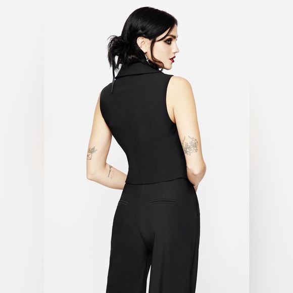 Disturbia Moonage Asymmetric Waistcoat in Black Size US 4 / UK 8 - Picture 2 of 7